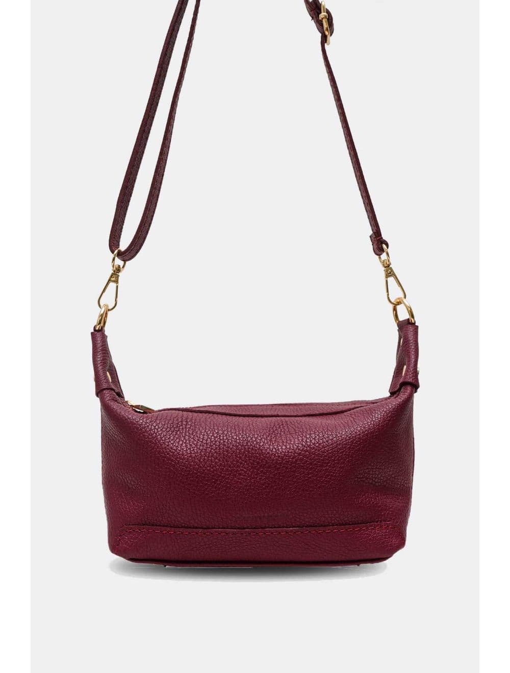 Sac porté croisé en cuir de vachette grainée 4177 ARWEN-Bordeaux — vue 4