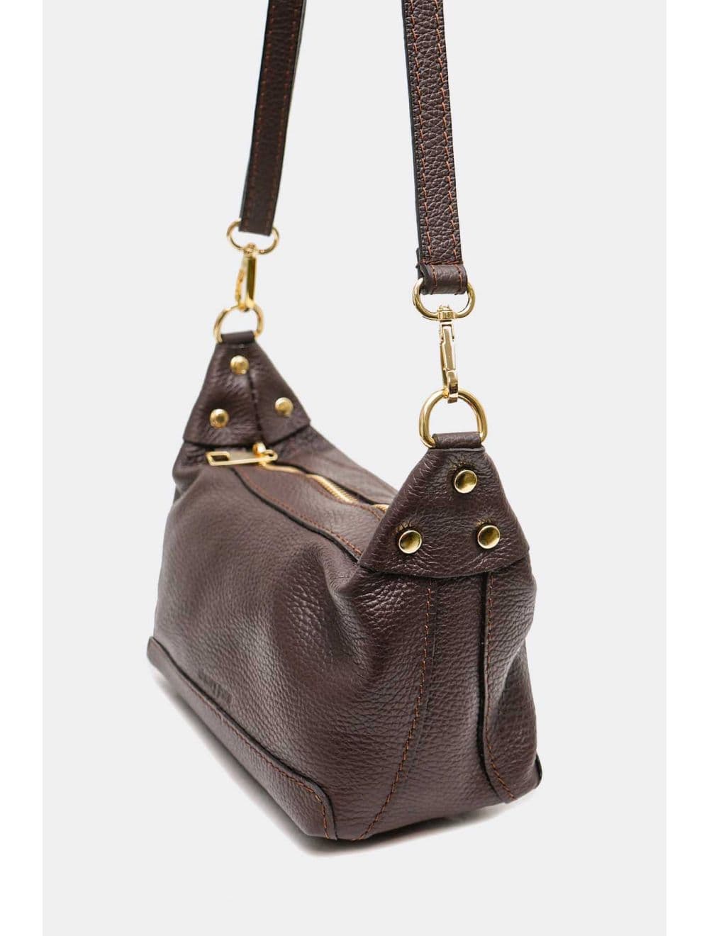 Sac porté croisé en cuir de vachette grainée 4177 ARWEN-Chocolat — vue 3