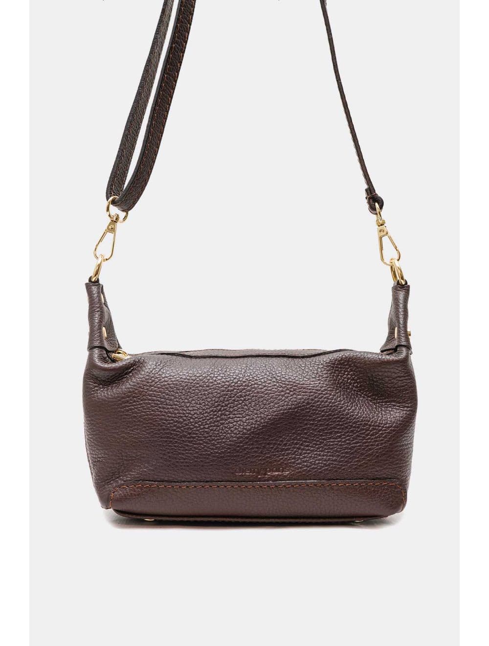 Sac porté croisé en cuir de vachette grainée 4177 ARWEN-Chocolat — vue 4