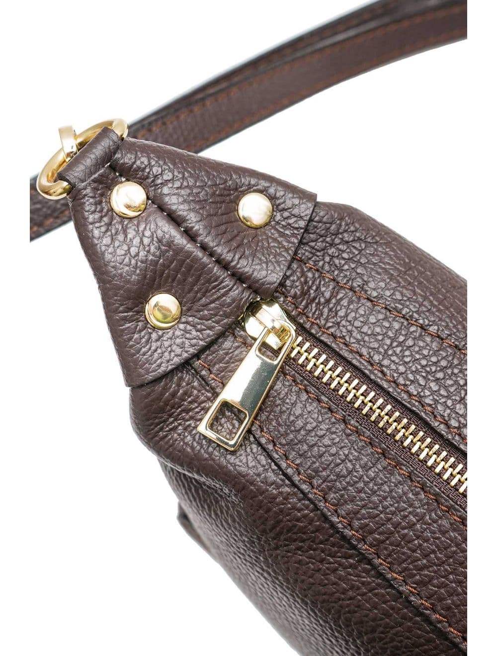 Sac porté croisé en cuir de vachette grainée 4177 ARWEN-Chocolat — vue 5