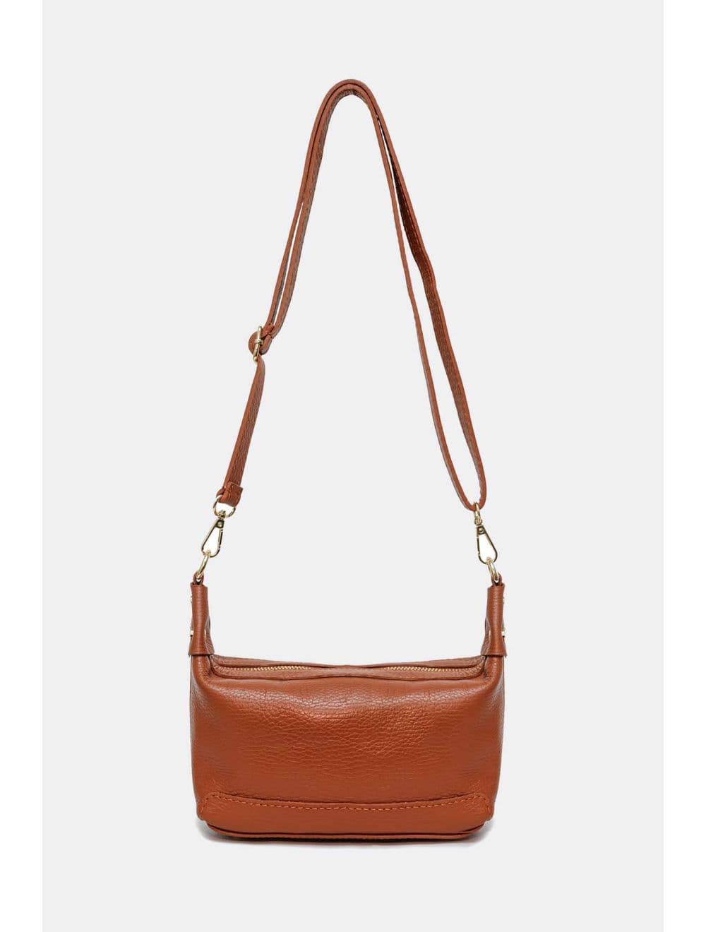 Sac porté croisé en cuir de vachette grainée 4177 ARWEN-Cognac