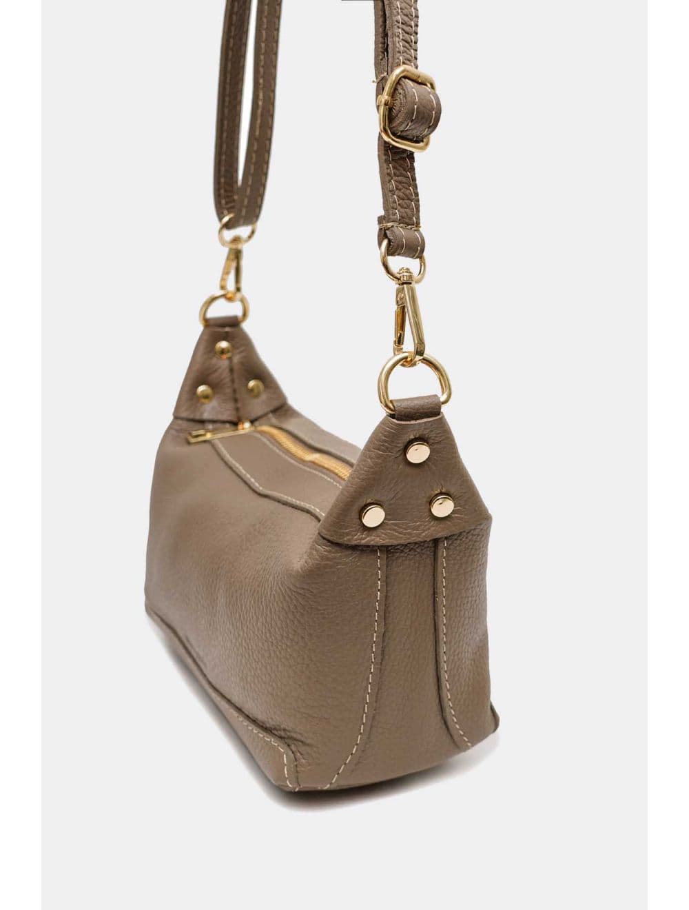 Sac porté croisé en cuir de vachette grainée 4177 ARWEN-Taupe — vue 3