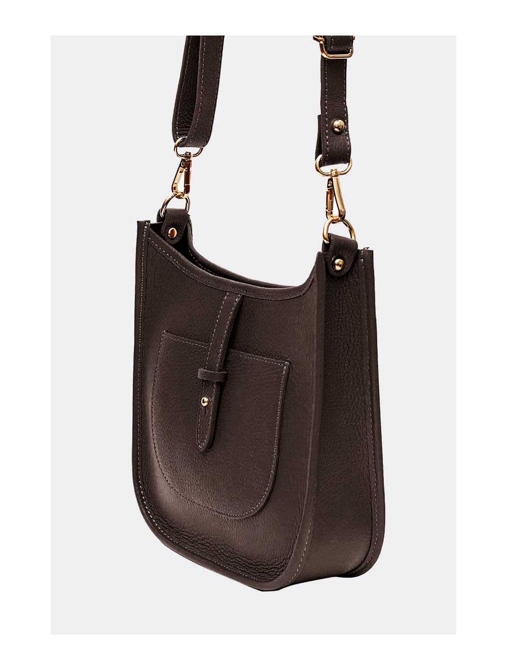 Sac Porté Travers en Cuir Vachette Grainée SIENNA 4057-Chocolat — vue 4