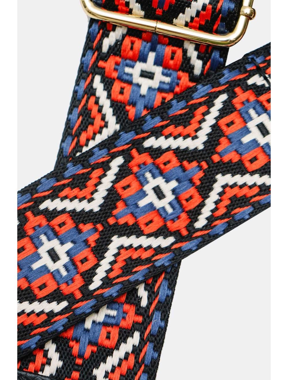 Sangle Bandoulière en Toile Coton Garnie en Cuir Vachette Grainé-CLOTHILDE 9000-NOIR ROUILLE