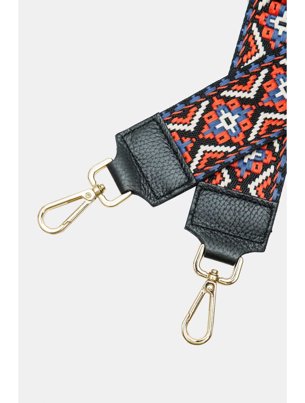 Sangle Bandoulière en Toile Coton Garnie en Cuir Vachette Grainé-CLOTHILDE 9000-NOIR ROUILLE — vue 3