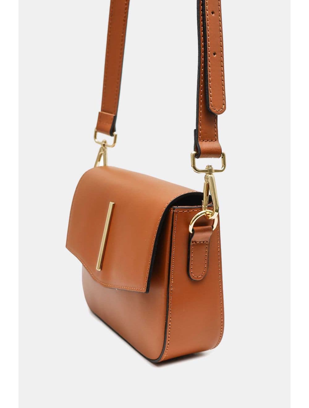 Sac Porté Croisé En Croûte de Vachette Lisse 4180 KADY-Camel — vue 3