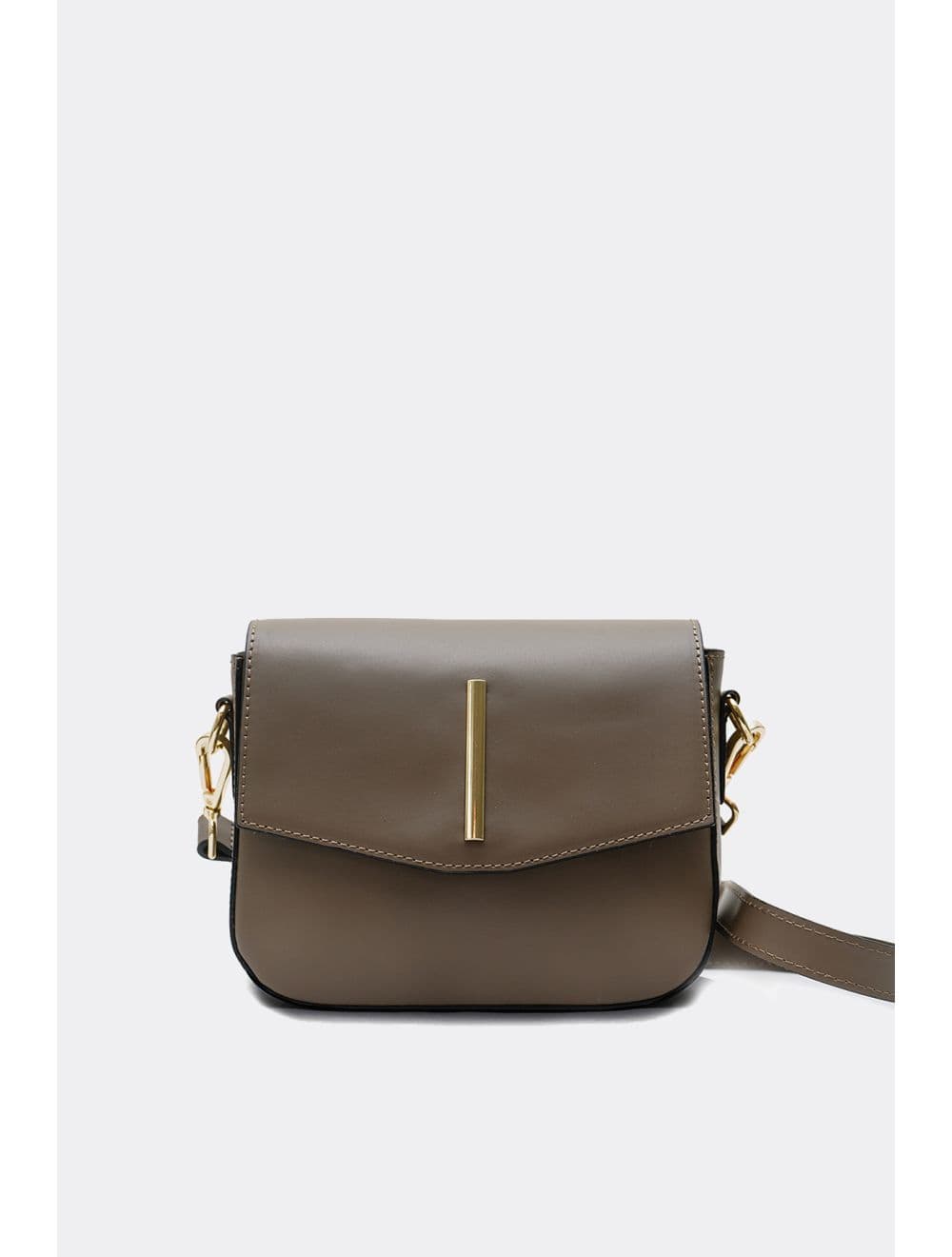 Sac Porté Croisé En Croûte de Vachette Lisse 4180 KADY-Taupe