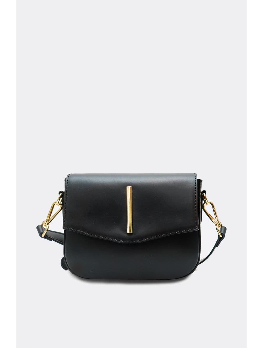 Sac Porté Croisé En Croûte de Vachette Lisse 4180 KADY-Noir