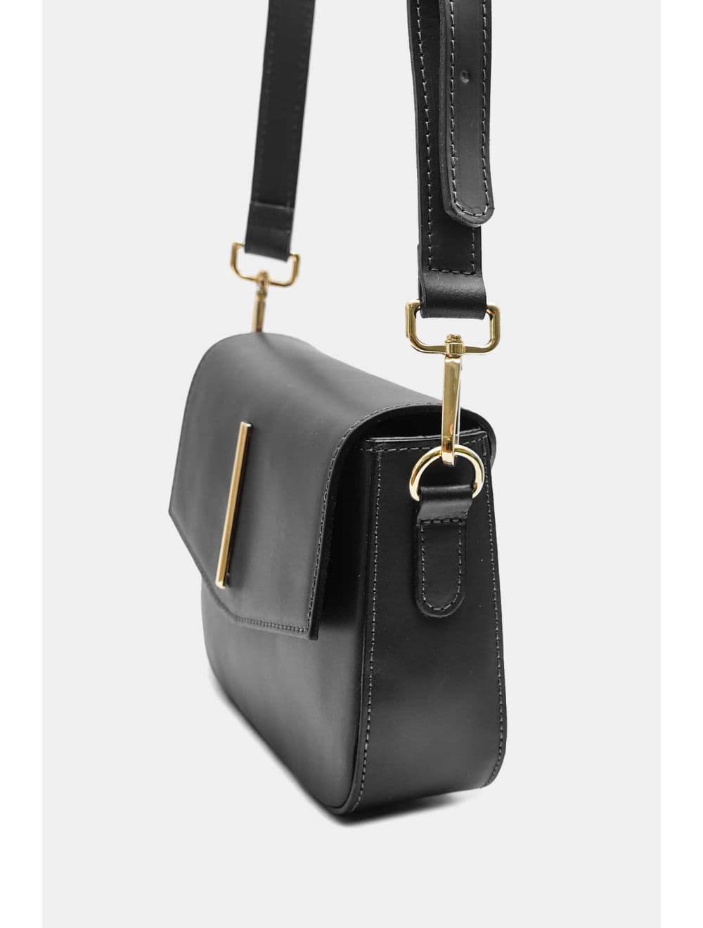 Sac Porté Croisé En Croûte de Vachette Lisse 4180 KADY-Noir — vue 3