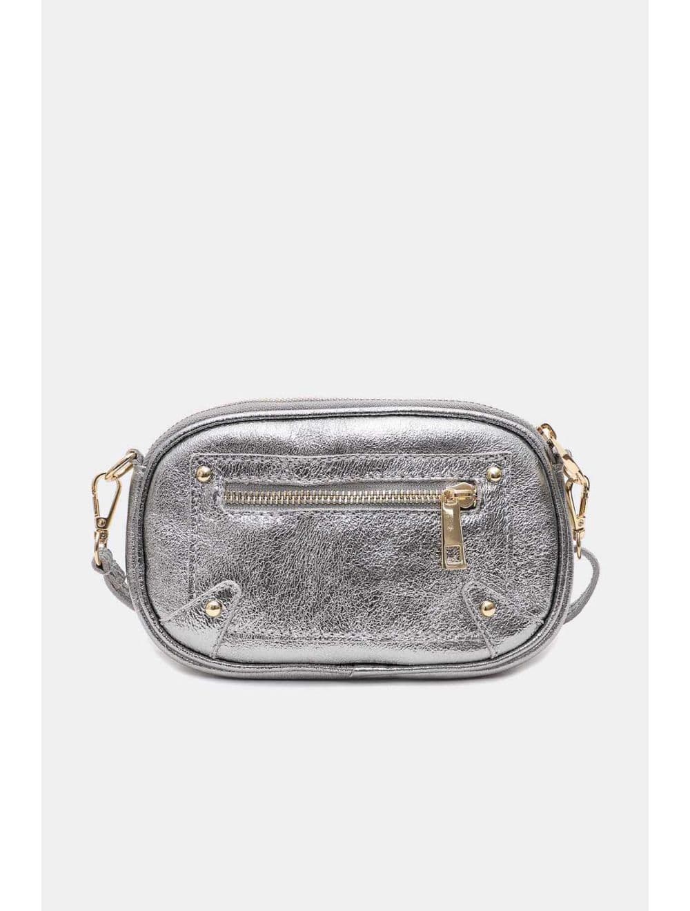 Sac Pochette Cuir Métallisé 4160B YUMI METAL-ARGENT