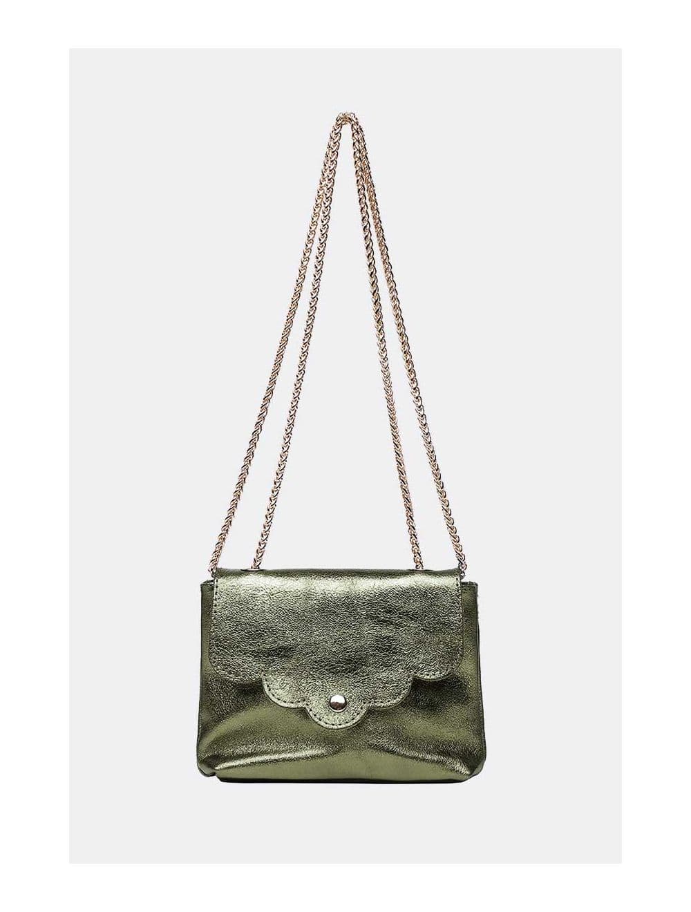 Sac Porté Travers Pochette Cuir Métalisé-3973B MINI PIA METAL-Kaki — vue 3