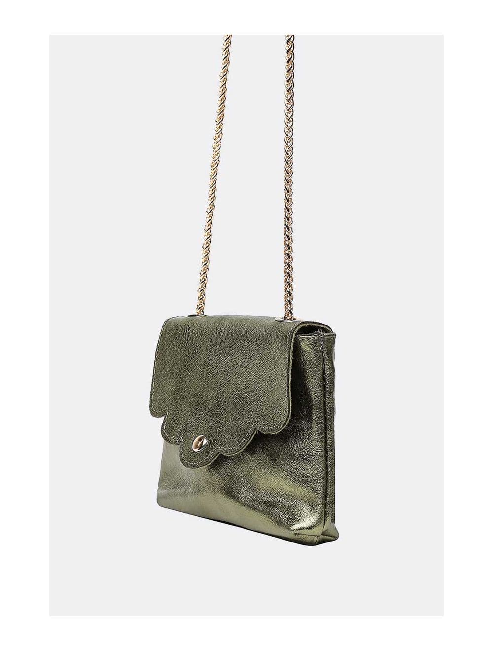 Sac Porté Travers Pochette Cuir Métalisé-3973B MINI PIA METAL-Kaki — vue 4