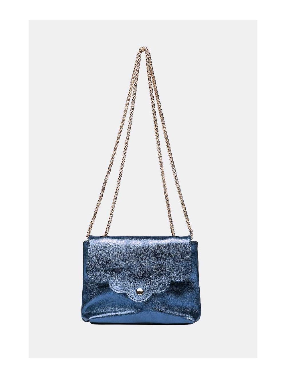 Sac Porté Travers Pochette Cuir Métalisé-3973B MINI PIA METAL-Bleu — vue 3