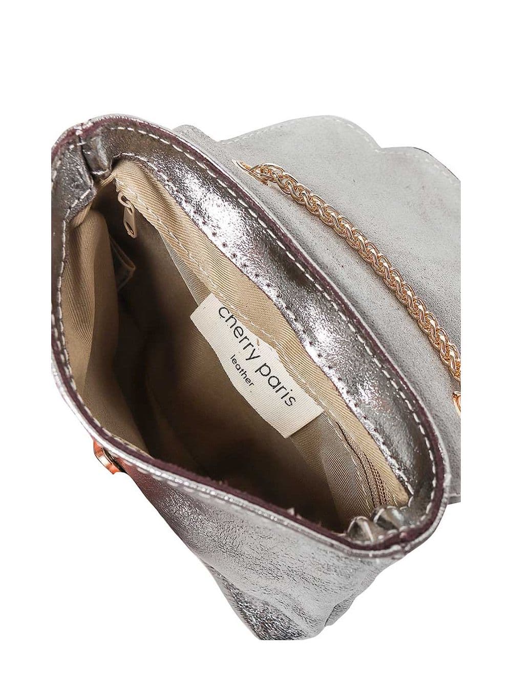 Sac Porté Travers Pochette Cuir Métalisé-3973B MINI PIA METAL-Argenté