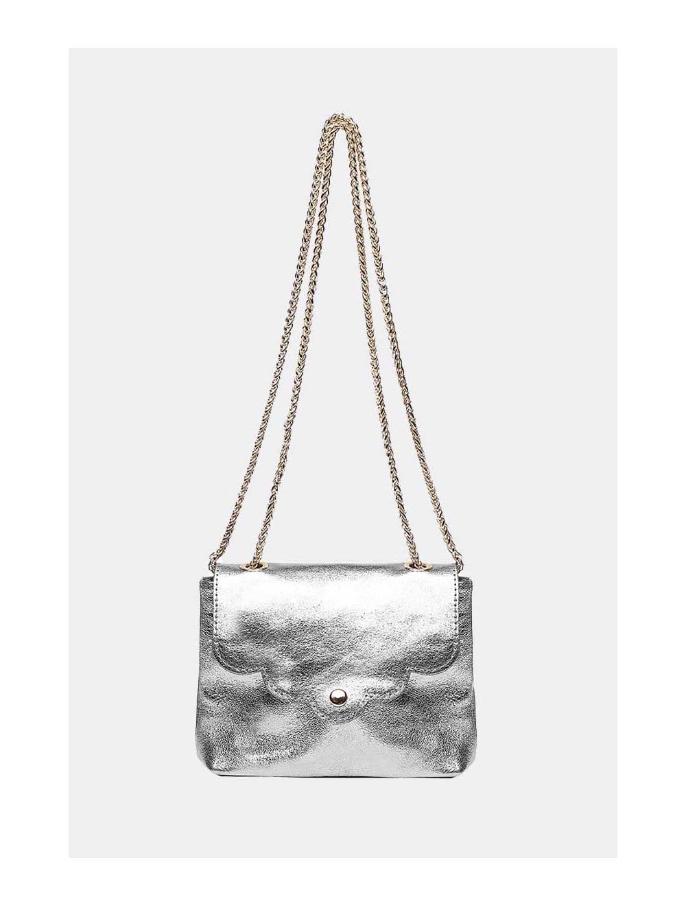 Sac Porté Travers Pochette Cuir Métalisé-3973B MINI PIA METAL-Argenté — vue 3
