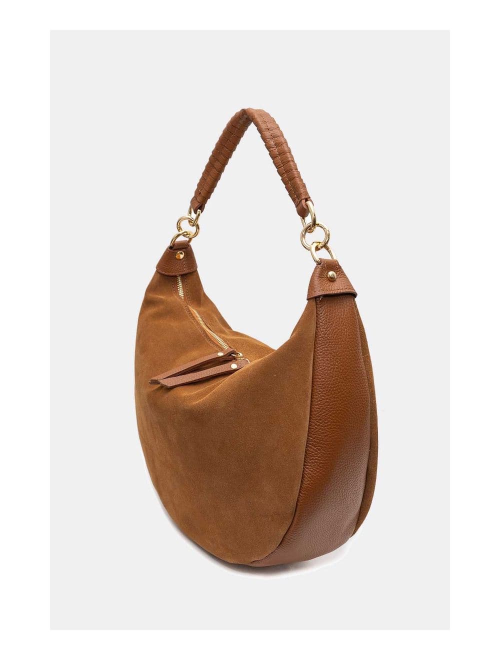 Sac Porté Épaule Croûte Cuir Vachette Suède et Grainée 4165 NADINE SUEDE-Cognac — vue 4