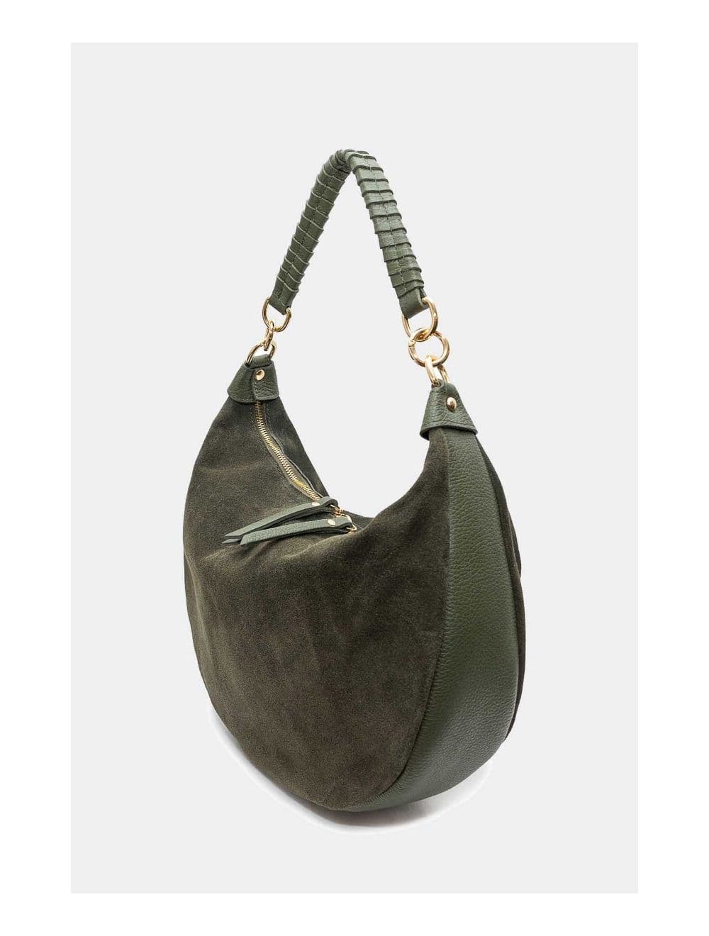 Sac Porté Épaule Croûte Cuir Vachette Suède et Grainée 4165 NADINE SUEDE-Kaki — vue 3