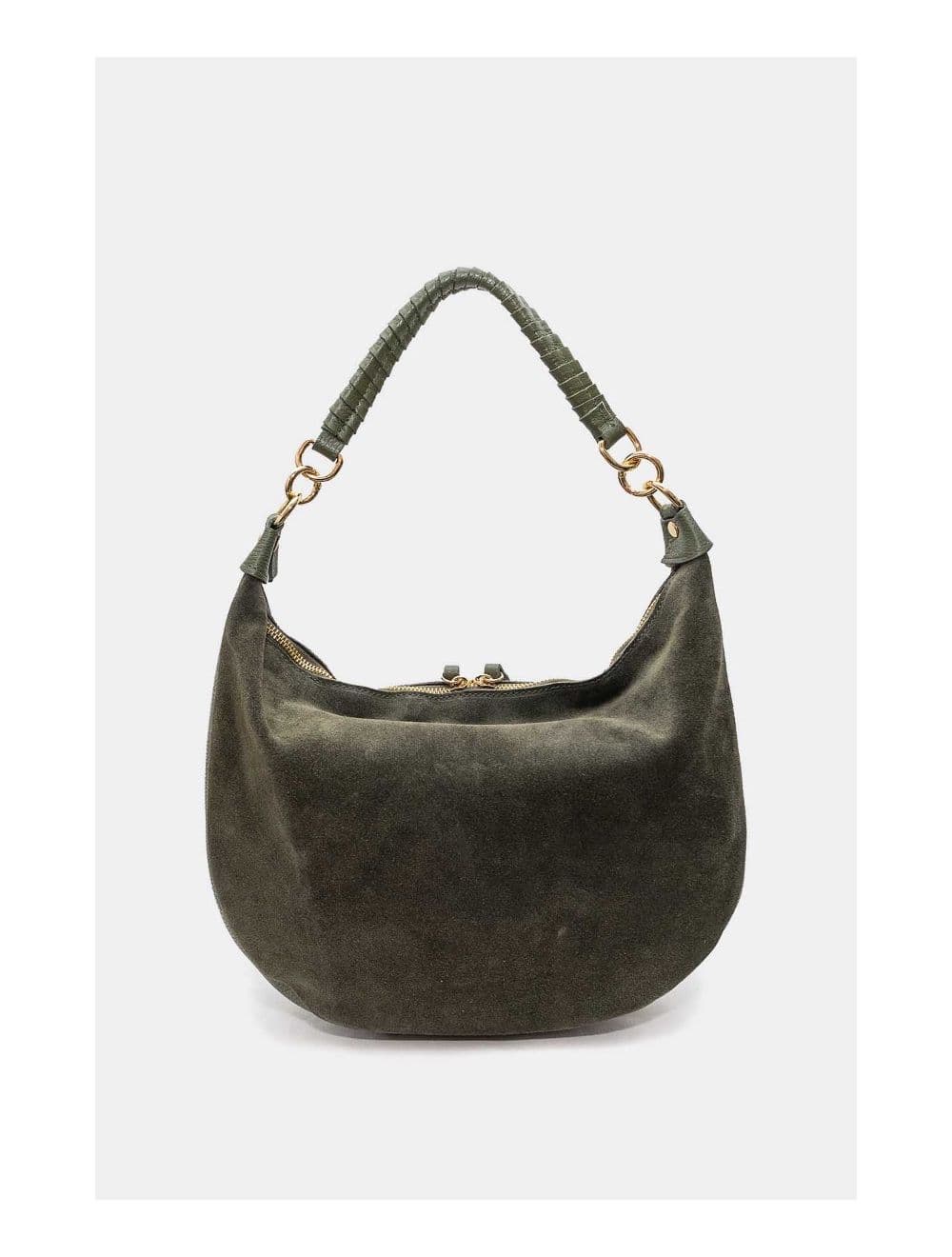 Sac Porté Épaule Croûte Cuir Vachette Suède et Grainée 4165 NADINE SUEDE-Kaki — vue 4