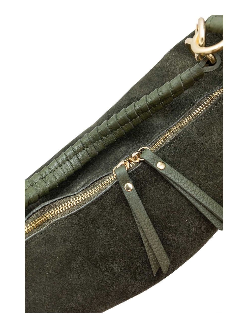 Sac Porté Épaule Croûte Cuir Vachette Suède et Grainée 4165 NADINE SUEDE-Kaki — vue 5
