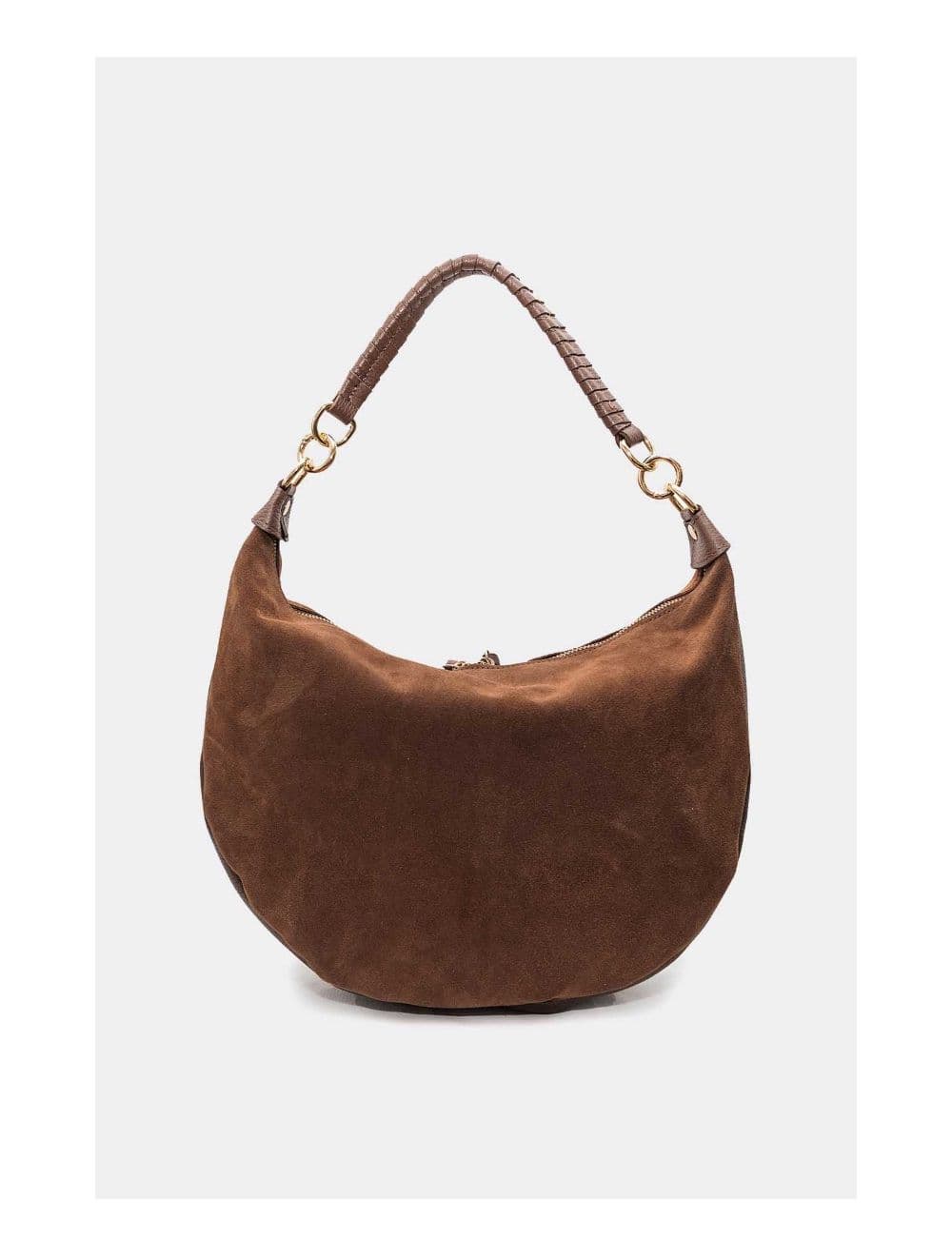 Sac Porté Épaule Croûte Cuir Vachette Suède et Grainée 4165 NADINE SUEDE-Marron — vue 3