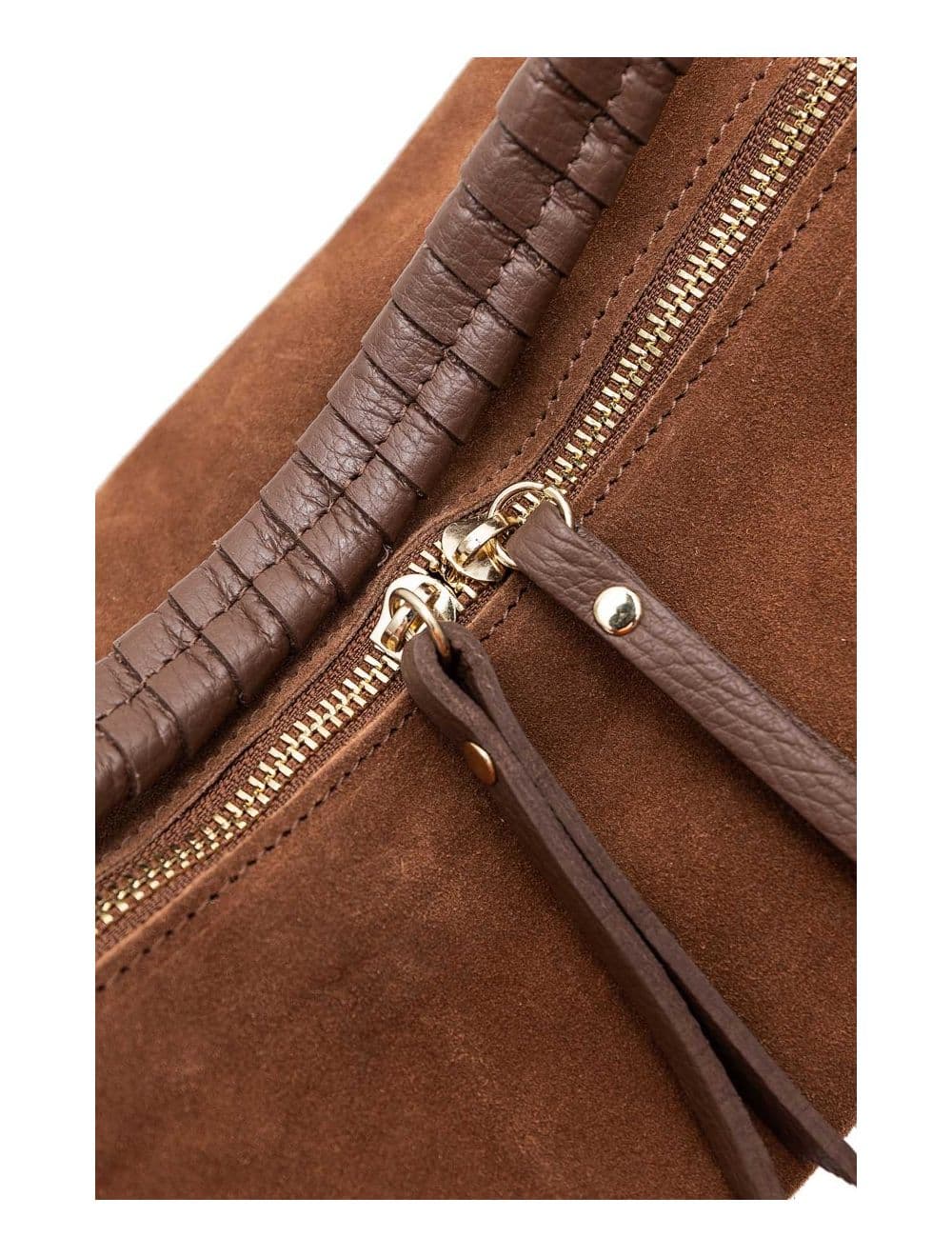 Sac Porté Épaule Croûte Cuir Vachette Suède et Grainée 4165 NADINE SUEDE-Marron — vue 4