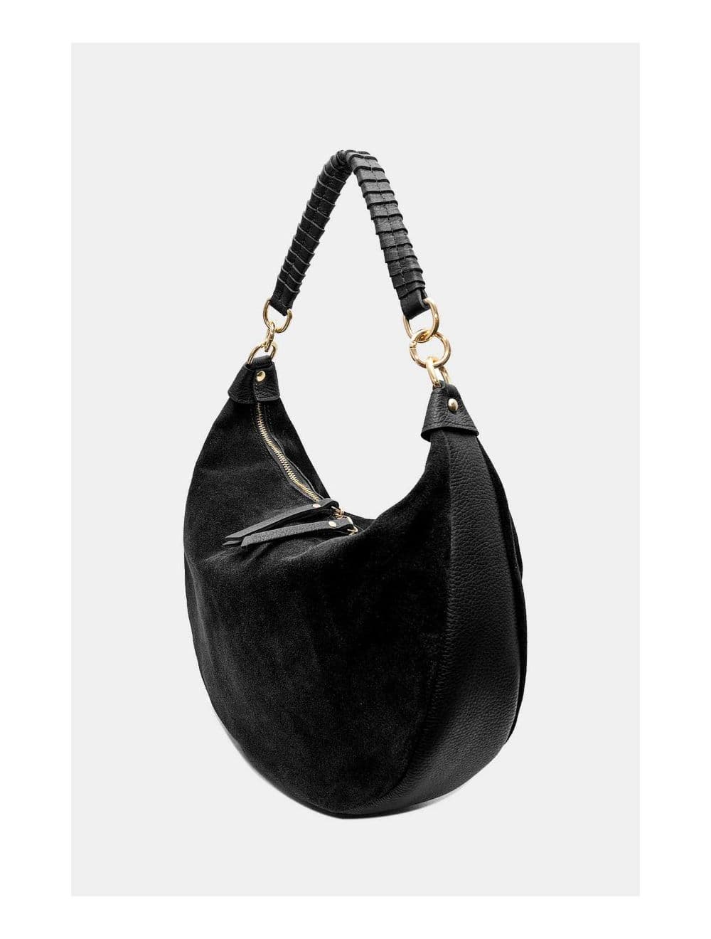 Sac Porté Épaule Croûte Cuir Vachette Suède et Grainée 4165 NADINE SUEDE-Noir — vue 3