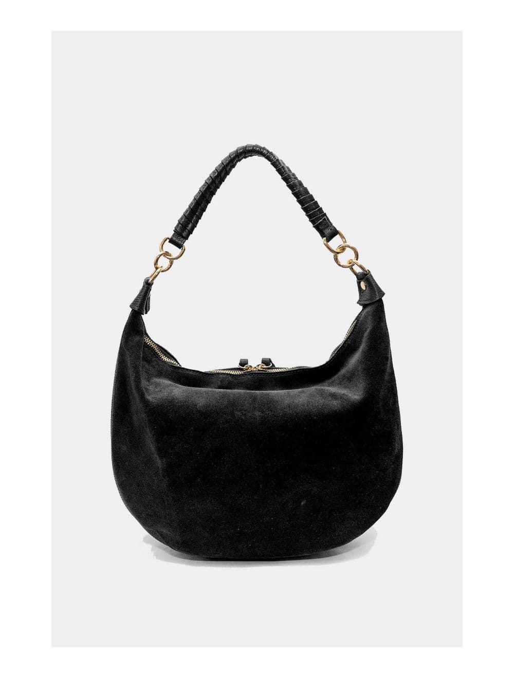 Sac Porté Épaule Croûte Cuir Vachette Suède et Grainée 4165 NADINE SUEDE-Noir — vue 4