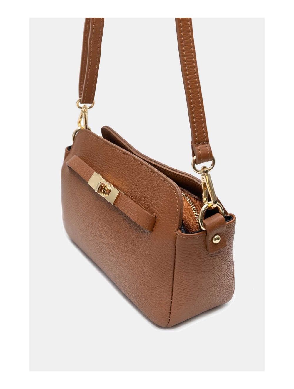 Sac Porté Croisé En Cuir De Vachette Grainée 4167 MARJANE-Cognac — vue 2