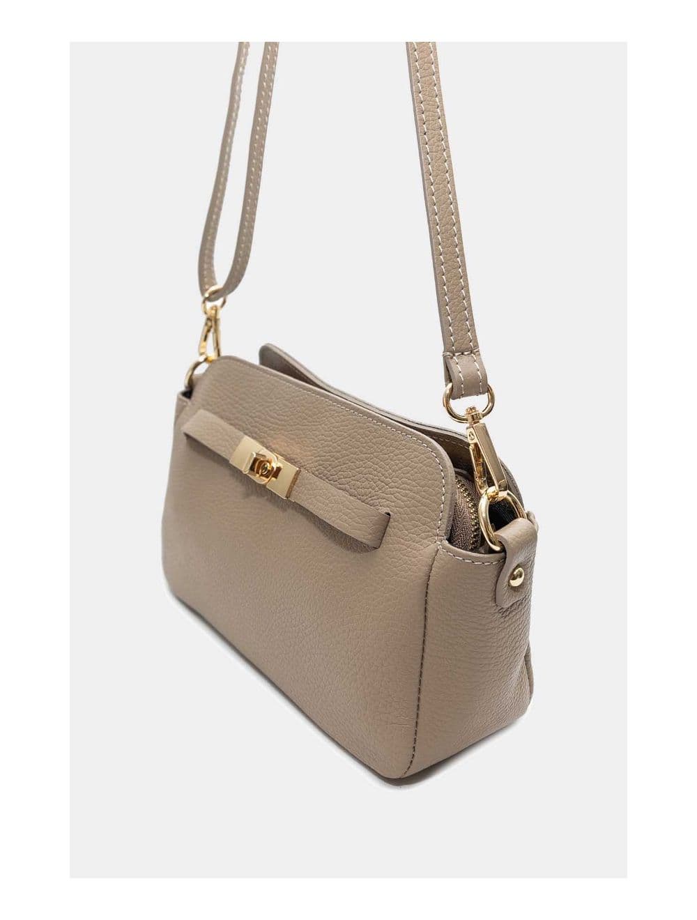 Sac Porté Croisé En Cuir De Vachette Grainée 4167 MARJANE-Taupe — vue 3