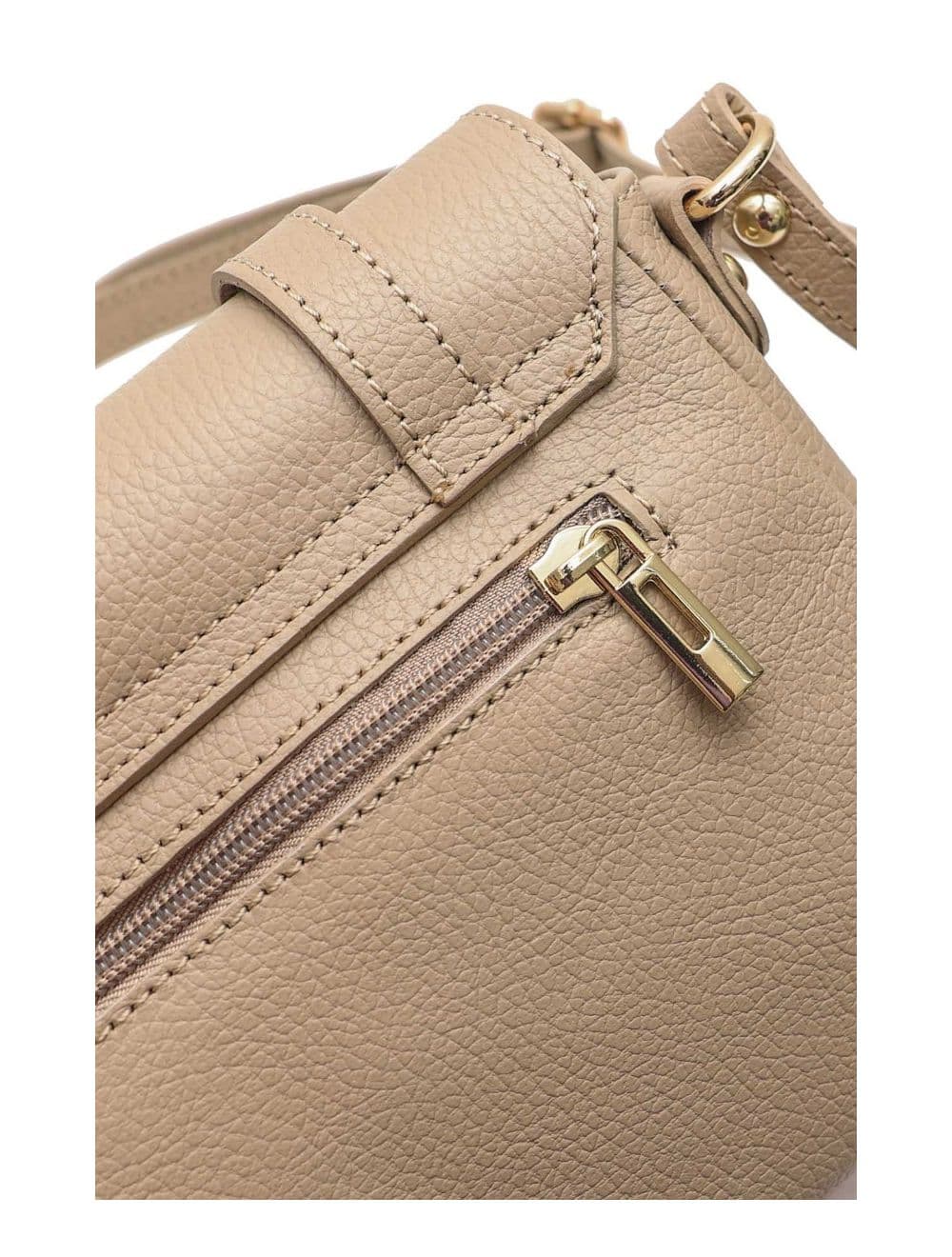Sac Besace Porté Croisé En Cuir Vachette Grainé 4161 CALISTA-Taupe — vue 6