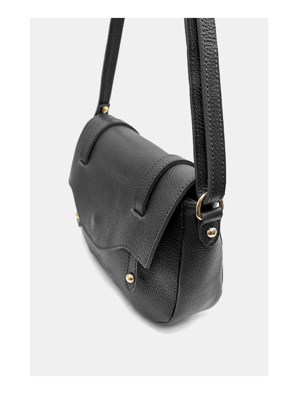 Sac Besace Porté Croisé En Cuir Vachette Grainé 4161 CALISTA-Noir — vue 3
