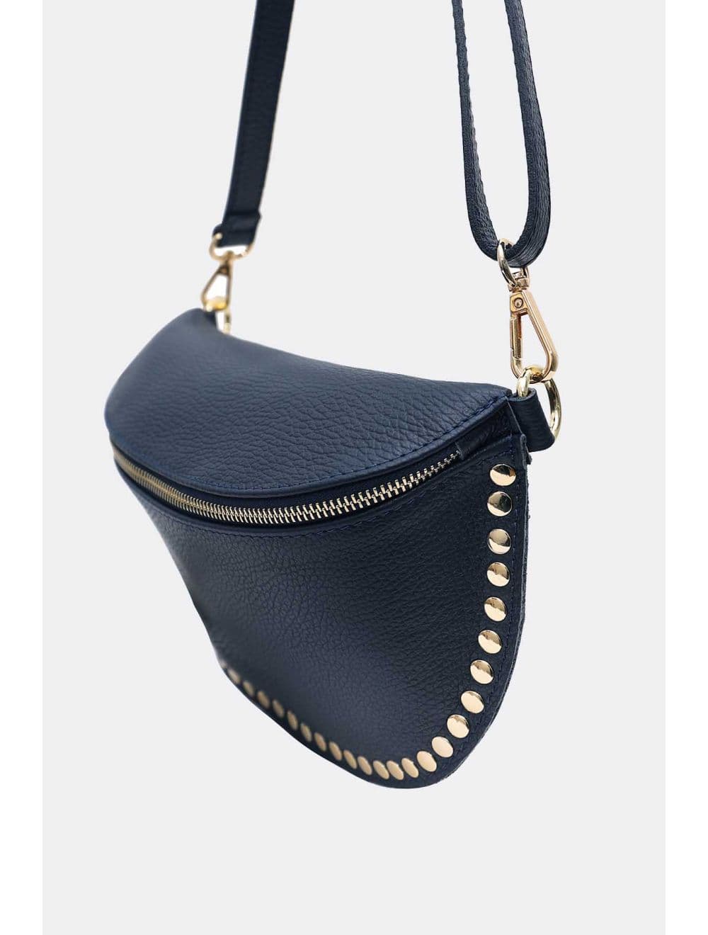 Sac Banane En Croûte Vachette Grainée Cloutée 4147 BEATRICE-Marine — vue 3