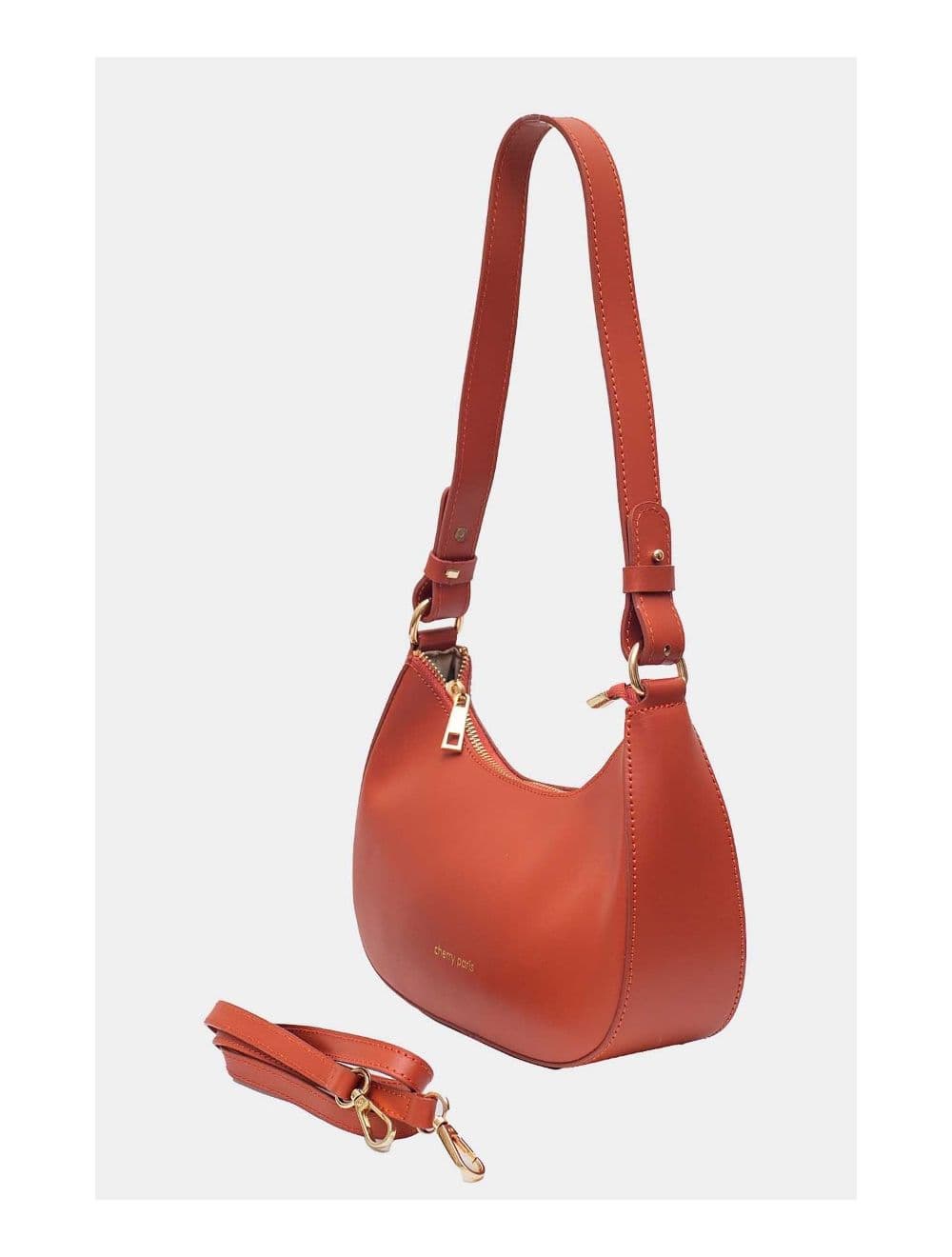 Sac Porté Croisé en Croûte Cuir Vachette Lisse 4076 DANA-Rouille — vue 3