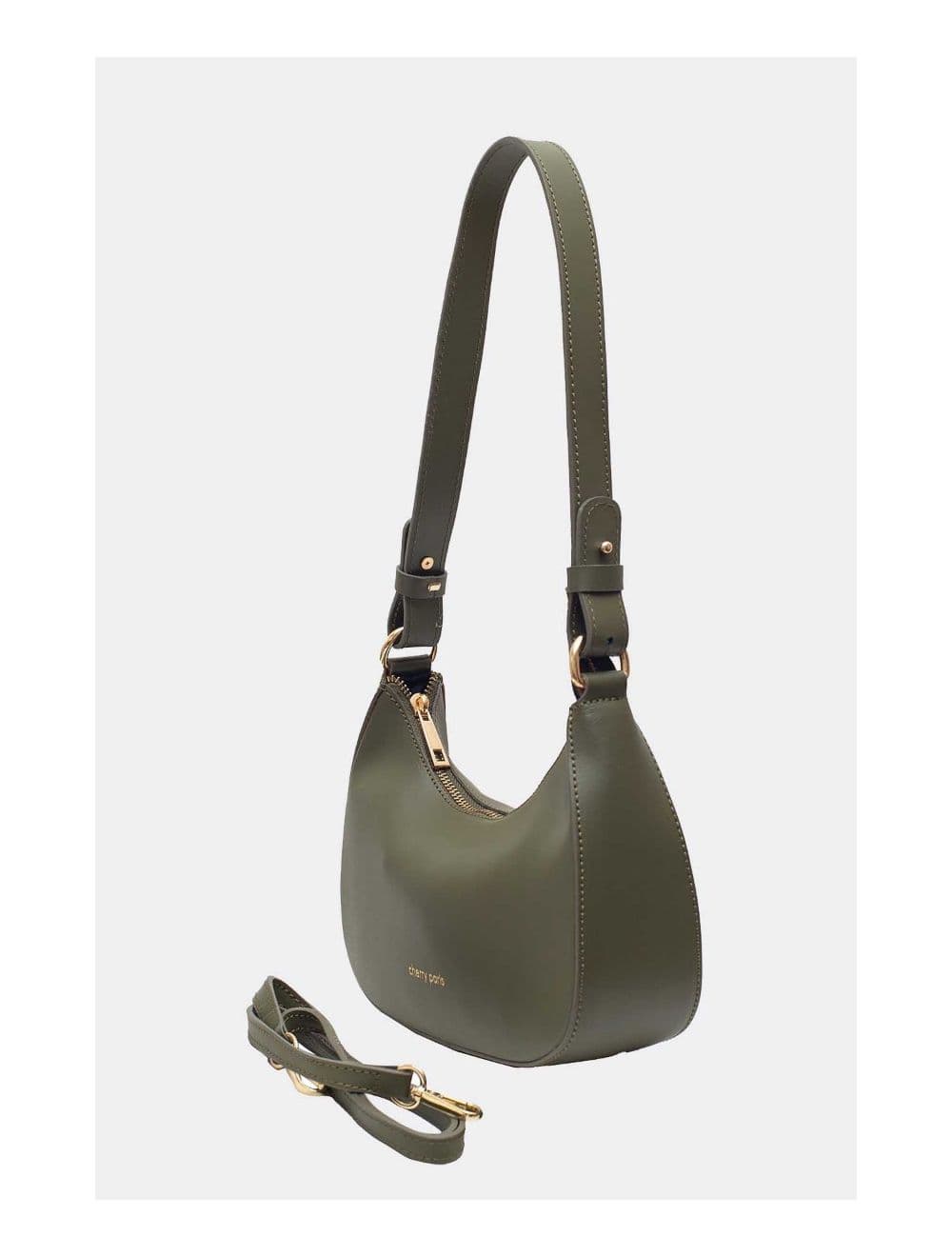 Sac Porté Croisé en Croûte Cuir Vachette Lisse 4076 DANA-Kaki — vue 3