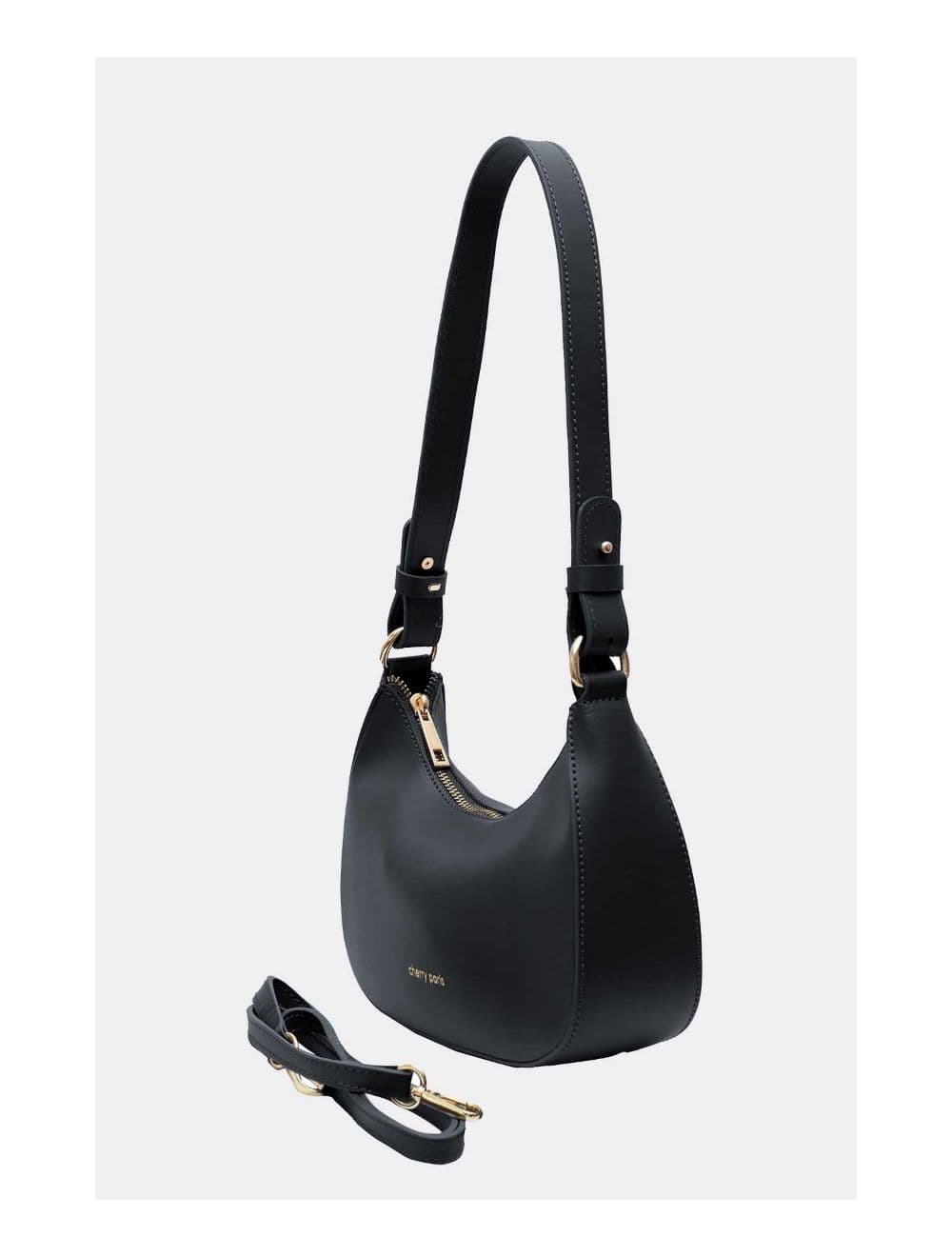 Sac Porté Croisé en Croûte Cuir Vachette Lisse 4076 DANA-Noir — vue 3