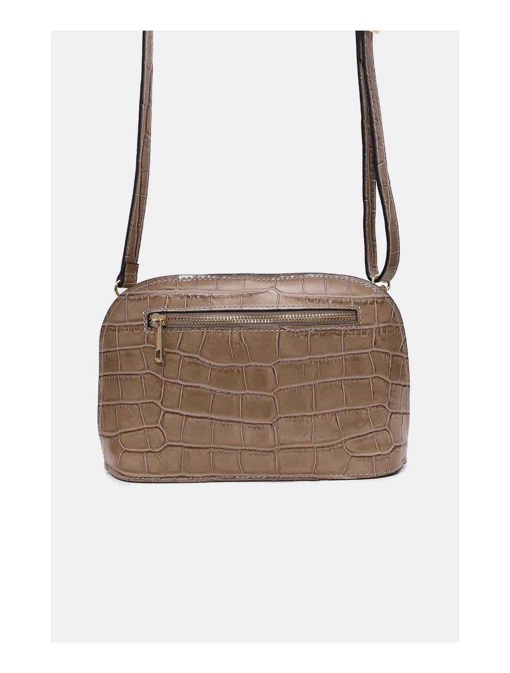 Sac Porté Croisé en Cuir Vachette Motif Croco-DEBORAH CROCO 4013C-Taupe — vue 5