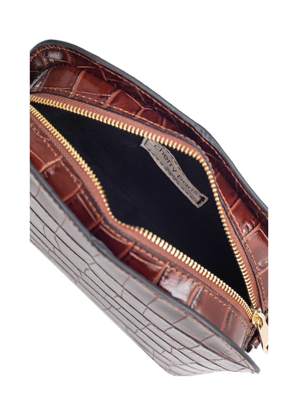 Sac Porté Croisé en Cuir Vachette Motif Croco-DEBORAH CROCO 4013C-Marron