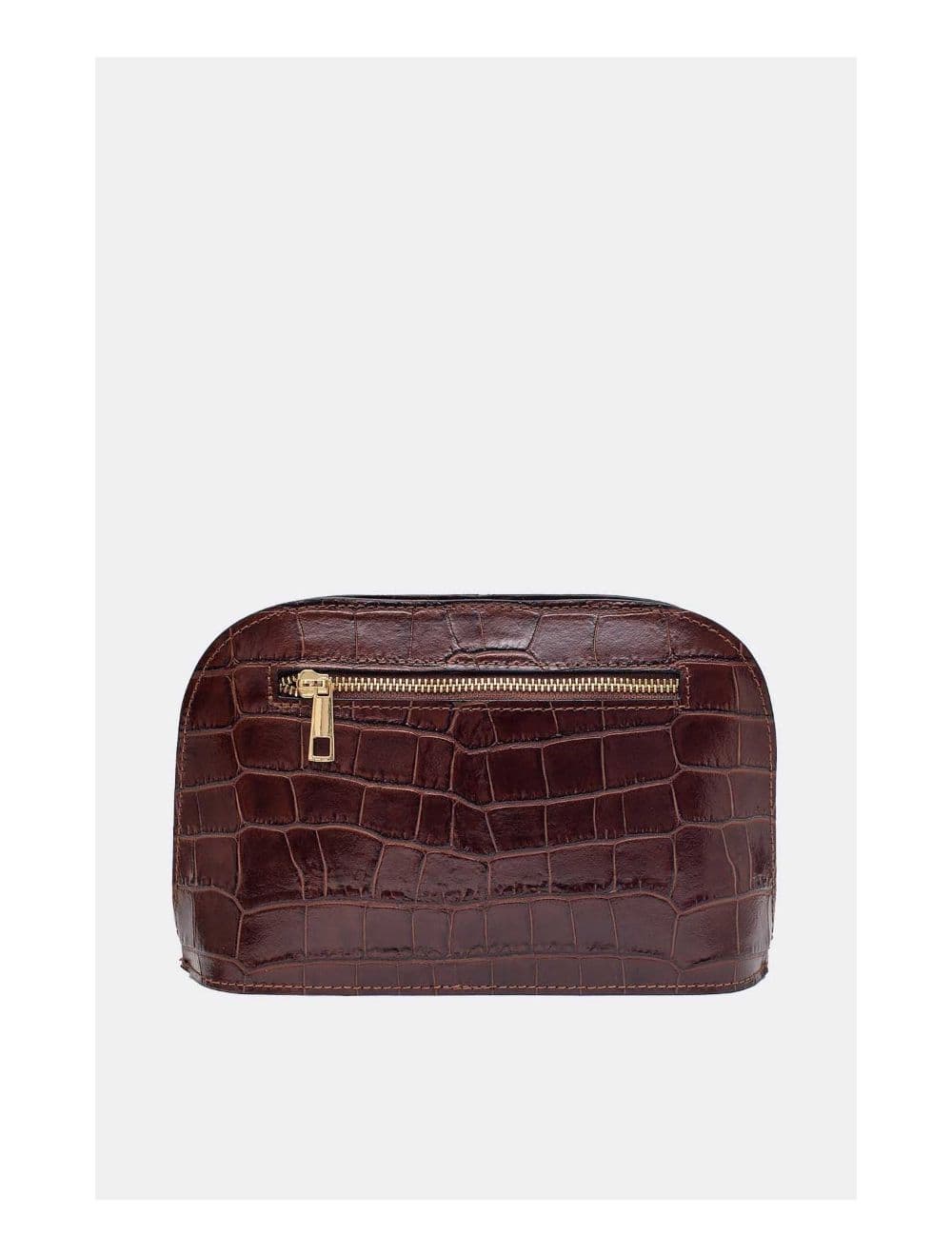 Sac Porté Croisé en Cuir Vachette Motif Croco-DEBORAH CROCO 4013C-Marron — vue 4