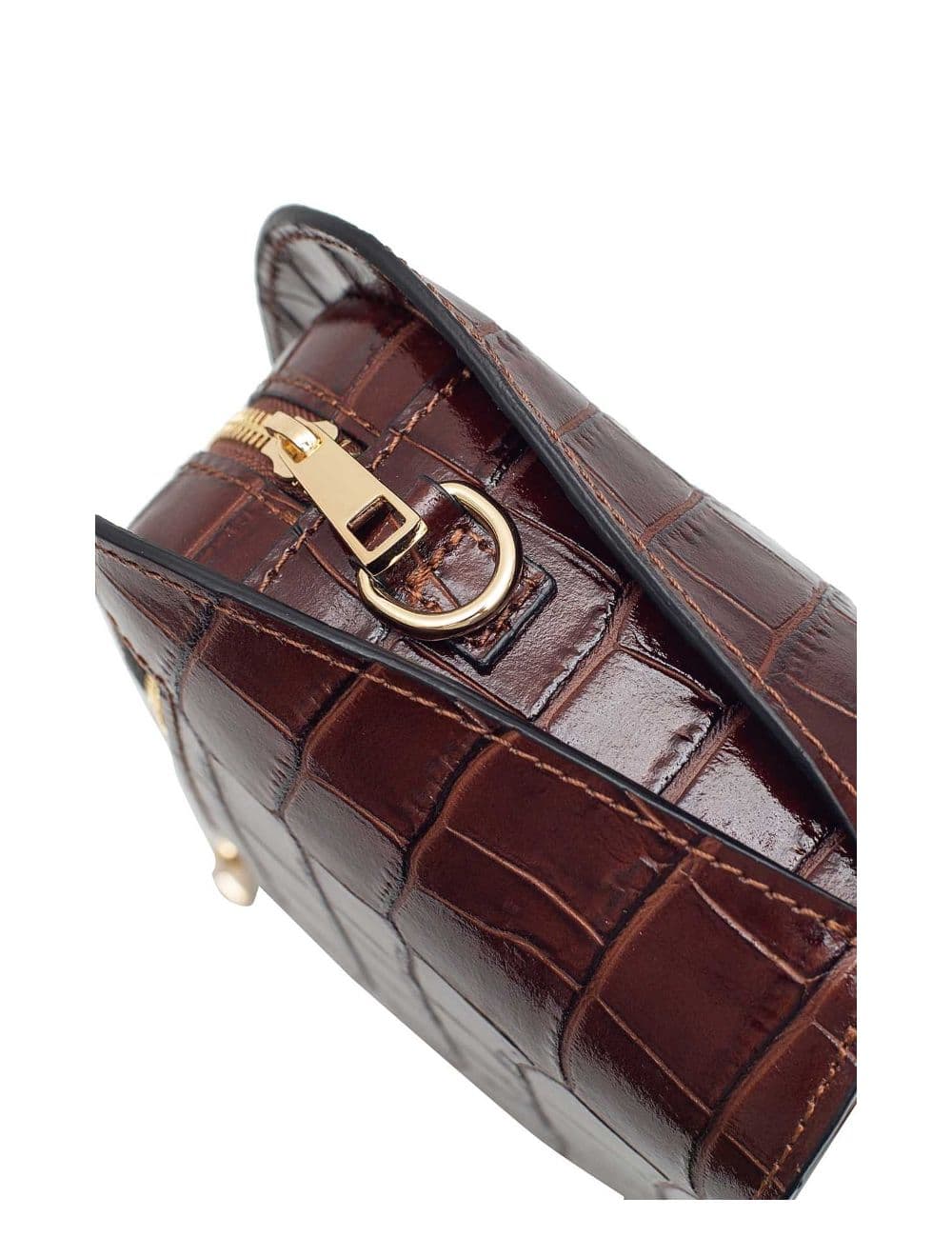 Sac Porté Croisé en Cuir Vachette Motif Croco-DEBORAH CROCO 4013C-Marron — vue 5