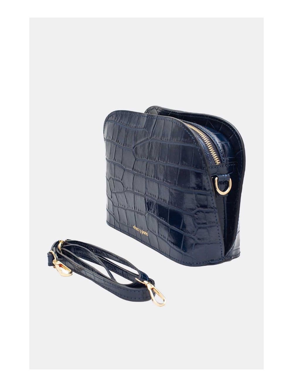 Sac Porté Croisé en Cuir Vachette Motif Croco-DEBORAH CROCO 4013C-Marine — vue 3