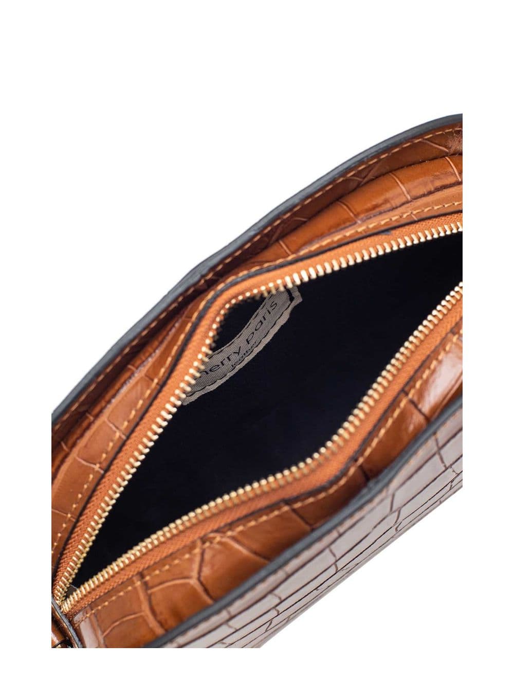 Sac Porté Croisé en Cuir Vachette Motif Croco-DEBORAH CROCO 4013C-Camel