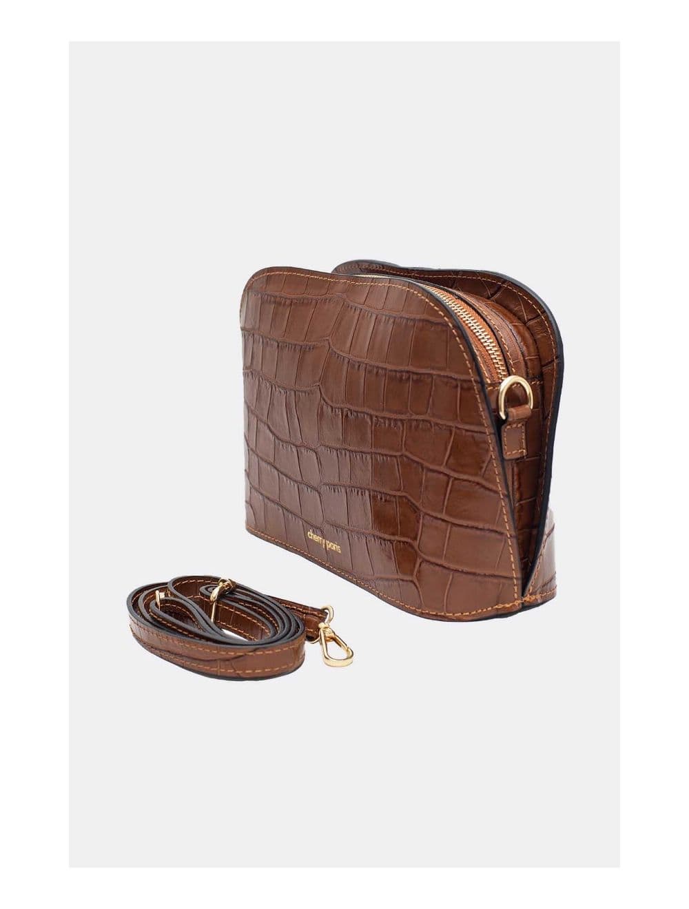 Sac Porté Croisé en Cuir Vachette Motif Croco-DEBORAH CROCO 4013C-Camel — vue 4