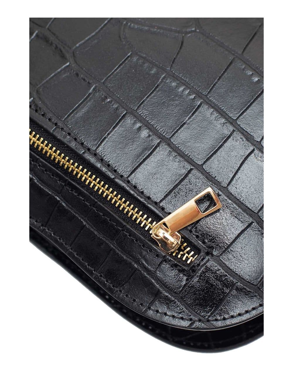 Sac Porté Croisé en Cuir Vachette Motif Croco-DEBORAH CROCO 4013C-Noir — vue 3