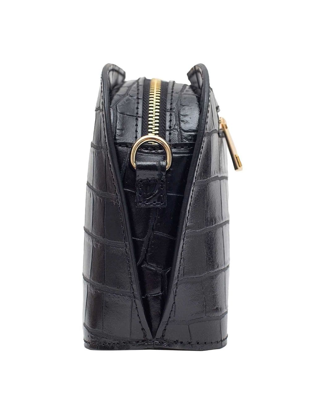 Sac Porté Croisé en Cuir Vachette Motif Croco-DEBORAH CROCO 4013C-Noir — vue 4