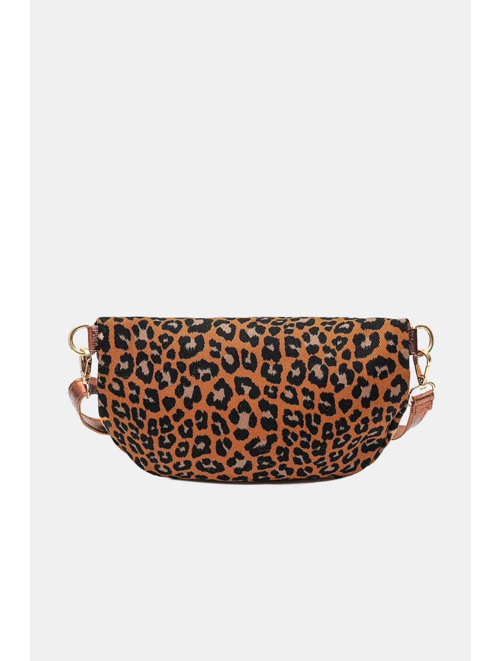 Sac Banane Textile Velours Garni Croûte Cuir Vachette Métallisé 4135B ROSA LEOPARD-CAMEL — vue 3