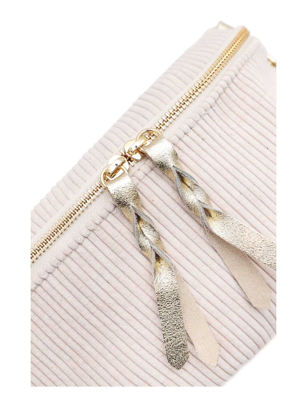 Sac Banane Textile Velours Garni Croûte Cuir Vachette Métallisé 4135 ROSA VELOURS-ECRU — vue 5