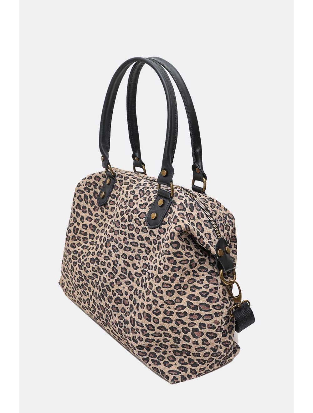 Sac Cabas en Croûte Cuir Vachette Suède Léopard 4149 CAMILA LEOPARD-TAUPE — vue 3