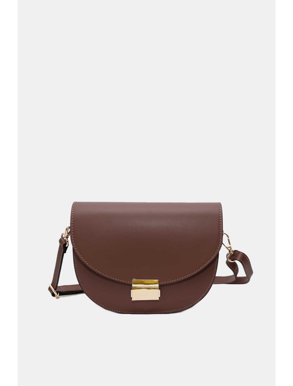 Sac Porté Croisé en Croûte Cuir Vachette Lisse 4125 AVRIL-MARRON — vue 3