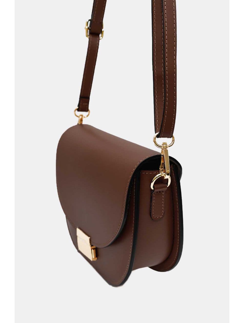 Sac Porté Croisé en Croûte Cuir Vachette Lisse 4125 AVRIL-MARRON — vue 4