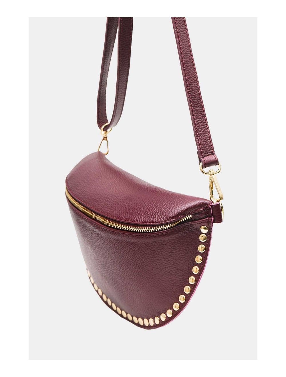 Sac Banane En Croûte Vachette Grainée Cloutée 4147 BEATRICE-Bordeaux — vue 4